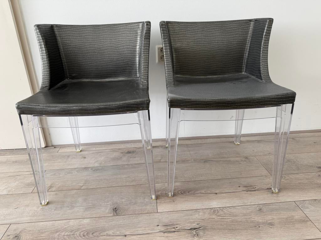 2 Kartell design stoelen Krokodil-look, Ophalen, Overige materialen, Twee, Zwart