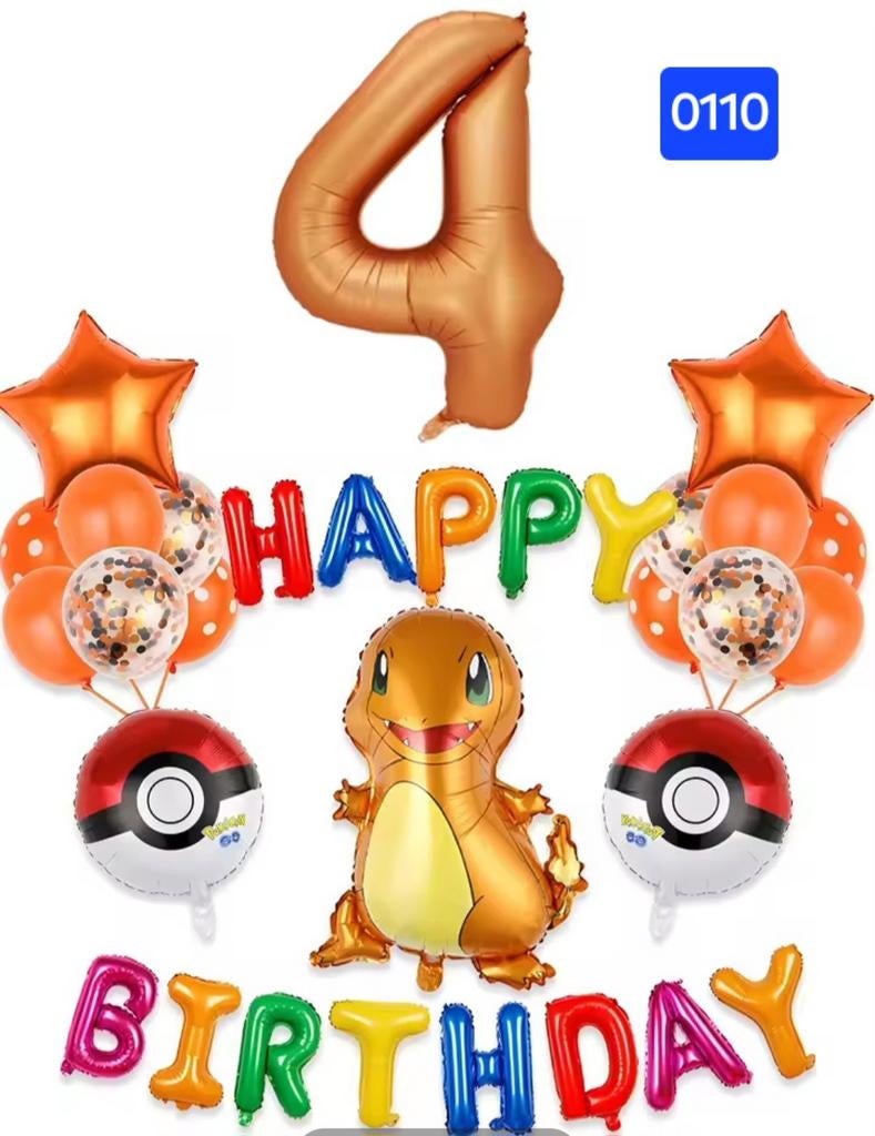Pokémon Verjaardag Ballonnen Set - Charmander of Bulba, Hobby en Vrije tijd, Feestartikelen, Nieuw, Versiering, Verjaardag, Ophalen of Verzenden