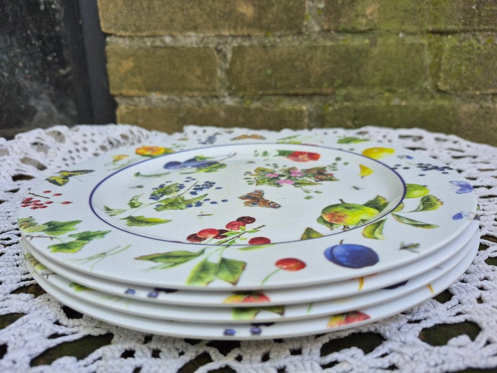 Janneke Brinkman Fruit & Flowers melamine ontbijtbordjes, Kunststof, Gebruikt, Mepal, Ophalen of Verzenden
