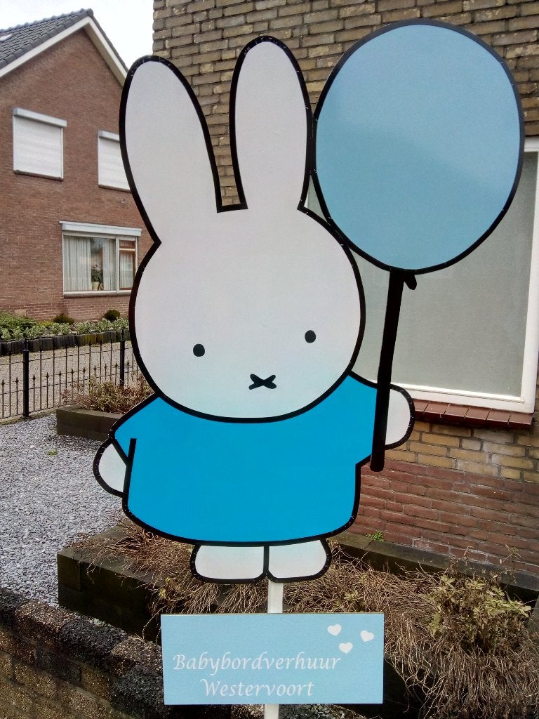 babybordverhuur westervoort, nijntje met ballon blauw, Ophalen, Nieuw, Geboortebord