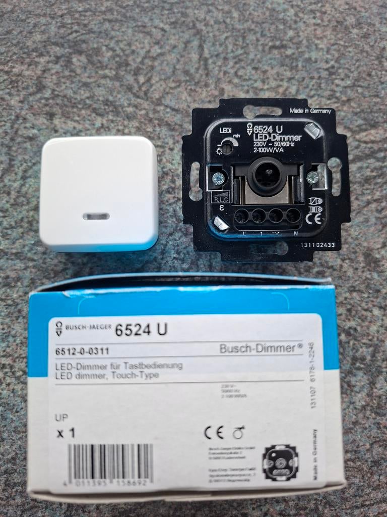 2 stuks Busch Jaeger 6524U touch led-dimmer met dimmertoets, Ophalen of Verzenden, Nieuw, Schakelaar