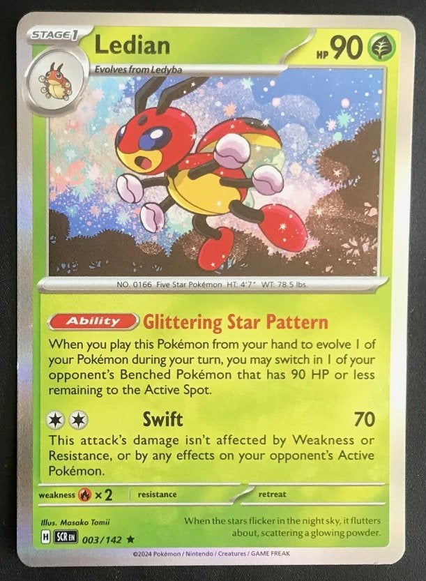Pokemon - Ledian (SCR 003) Holo rare.., Ophalen of Verzenden, Nieuw, Losse kaart, Foil