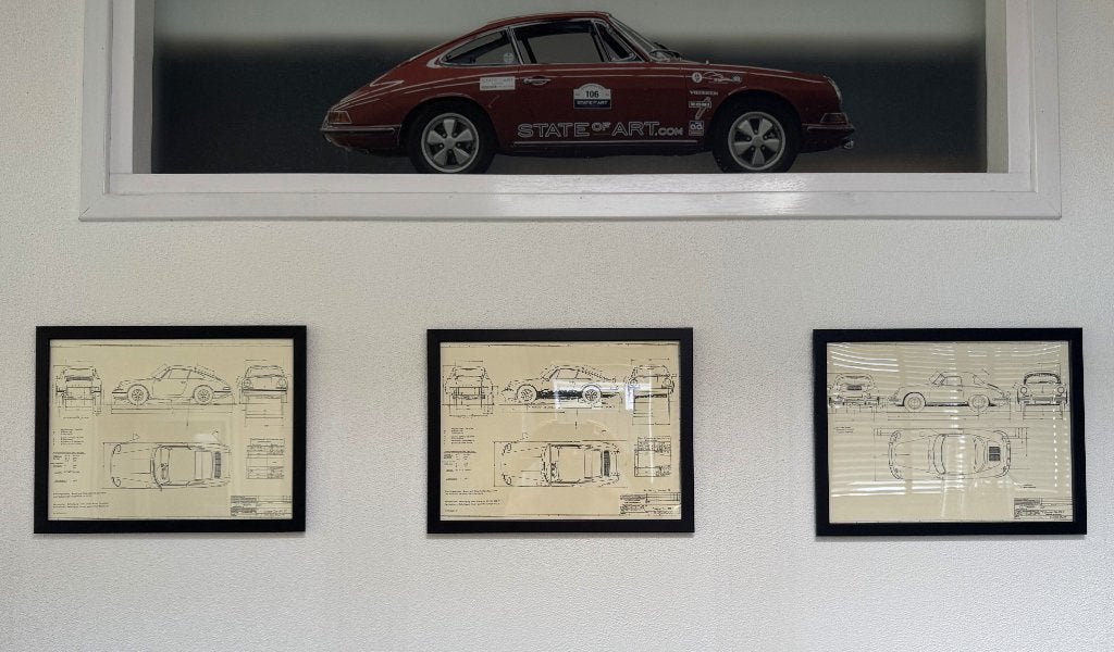 Artwork, Porsche drieluik technical drawings, Ophalen of Verzenden, Nieuw, Overige onderwerpen, Zie beschrijving