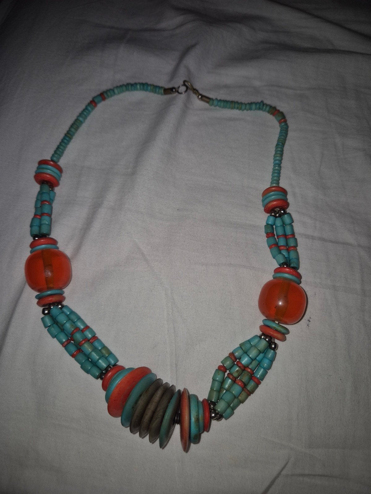 Vintage Berber ketting met turkoois en barnsteen, Sieraden, Tassen en Uiterlijk, Ophalen of Verzenden, Overige materialen, Ketting