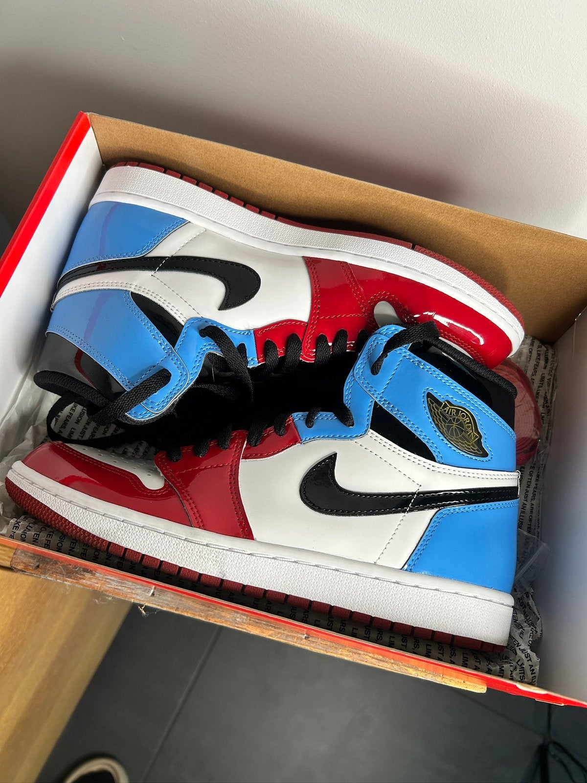 Air Jordan OG High 1 Fearless (unc to chicago) 42, Verzenden, Blauw, Sneakers of Gympen, Zo goed als nieuw