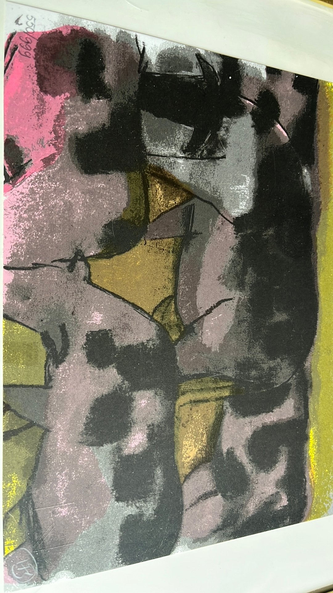 Schilderij koeien, Theo Bitter, oplage 550/999, ingelijst, Gelimiteerde oplage, Ophalen of Verzenden, Dieren en Natuur