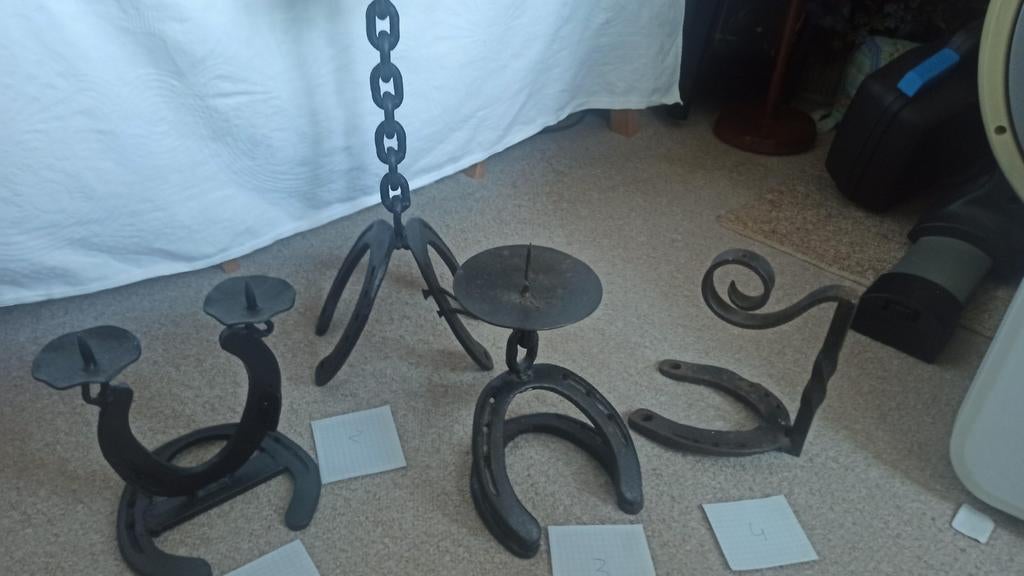 Hoefijzer kandelaars / Hoefijzer wandhanger, Gebruikt, 25 tot 50 cm, Ophalen of Verzenden, Metaal