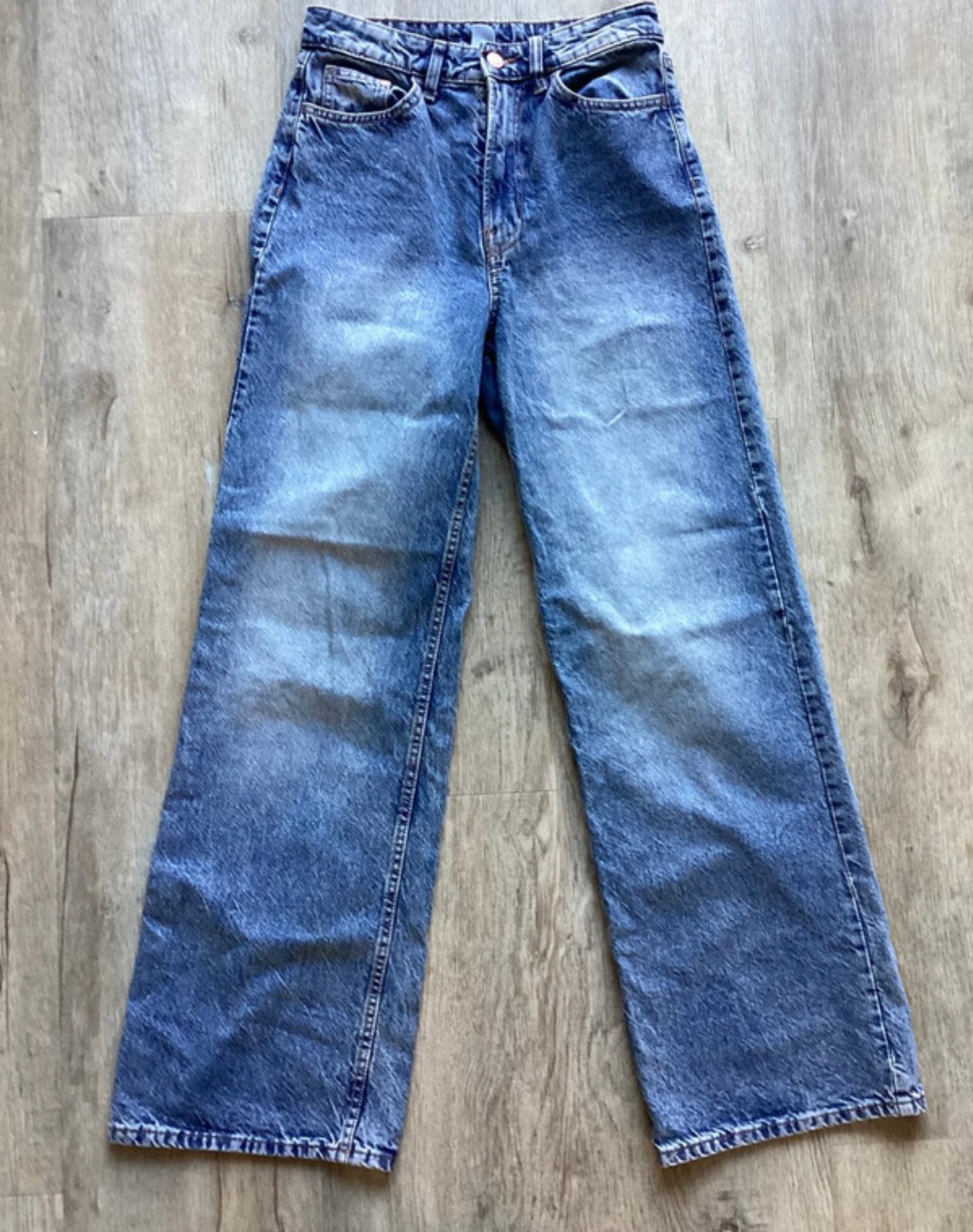 Wide leg jeans (xs/s), Ophalen of Verzenden, Zo goed als nieuw, Blauw, W27 (confectie 34) of kleiner
