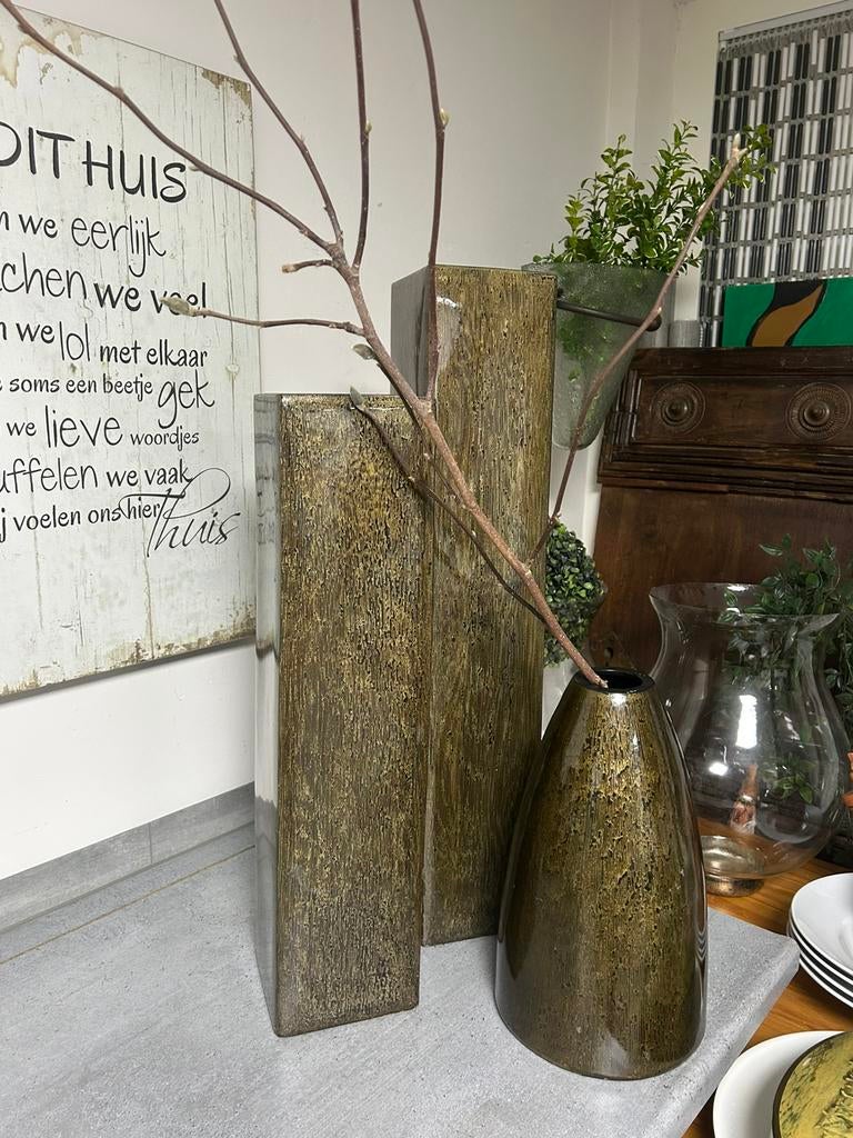 Drie delige luxe vazen set, Ophalen, Overige kleuren, 50 tot 75 cm, Glas