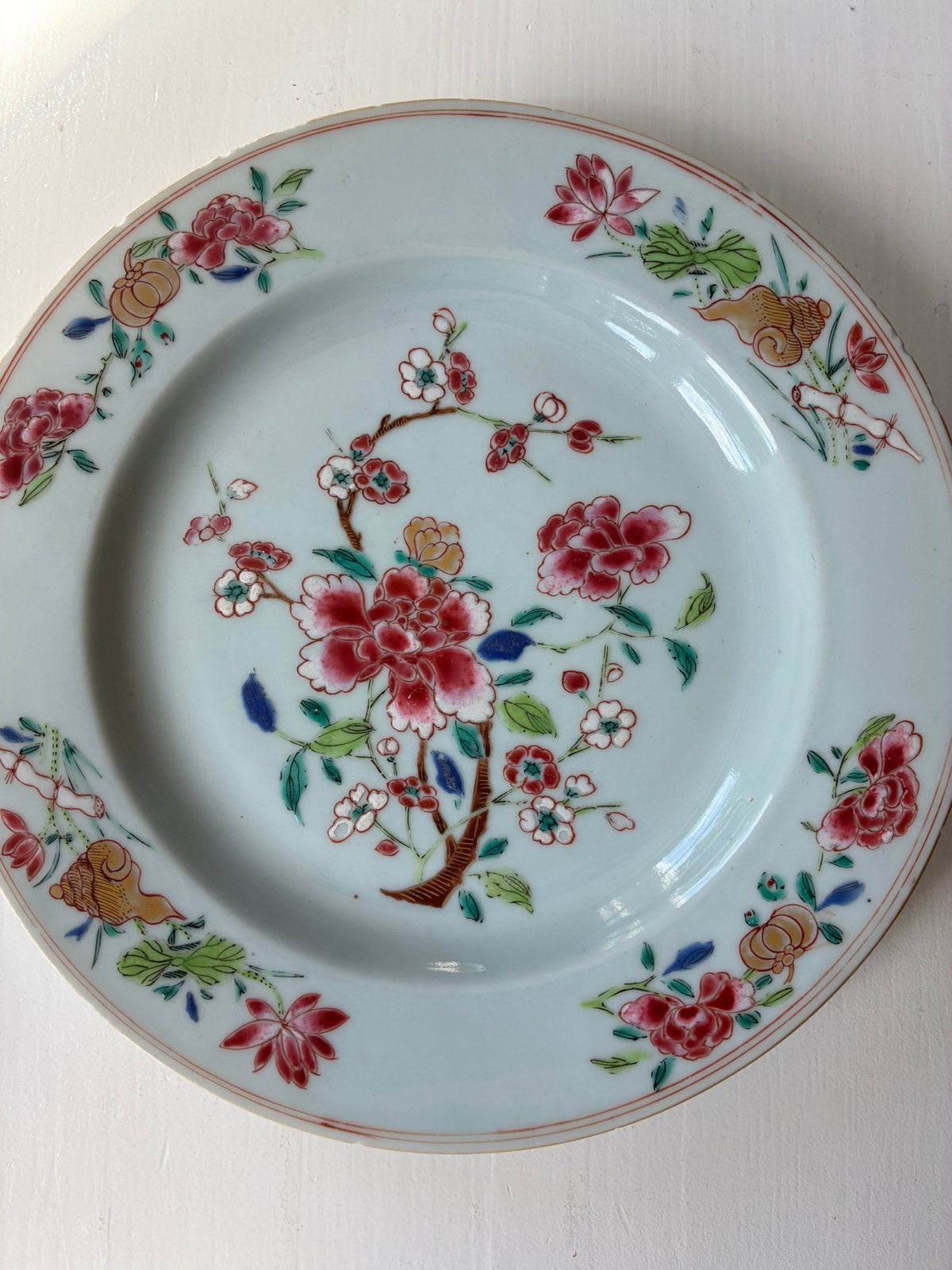 Chinees bordje Famille Rose 18e eeuw Qianlong, Antiek en Kunst, Ophalen of Verzenden