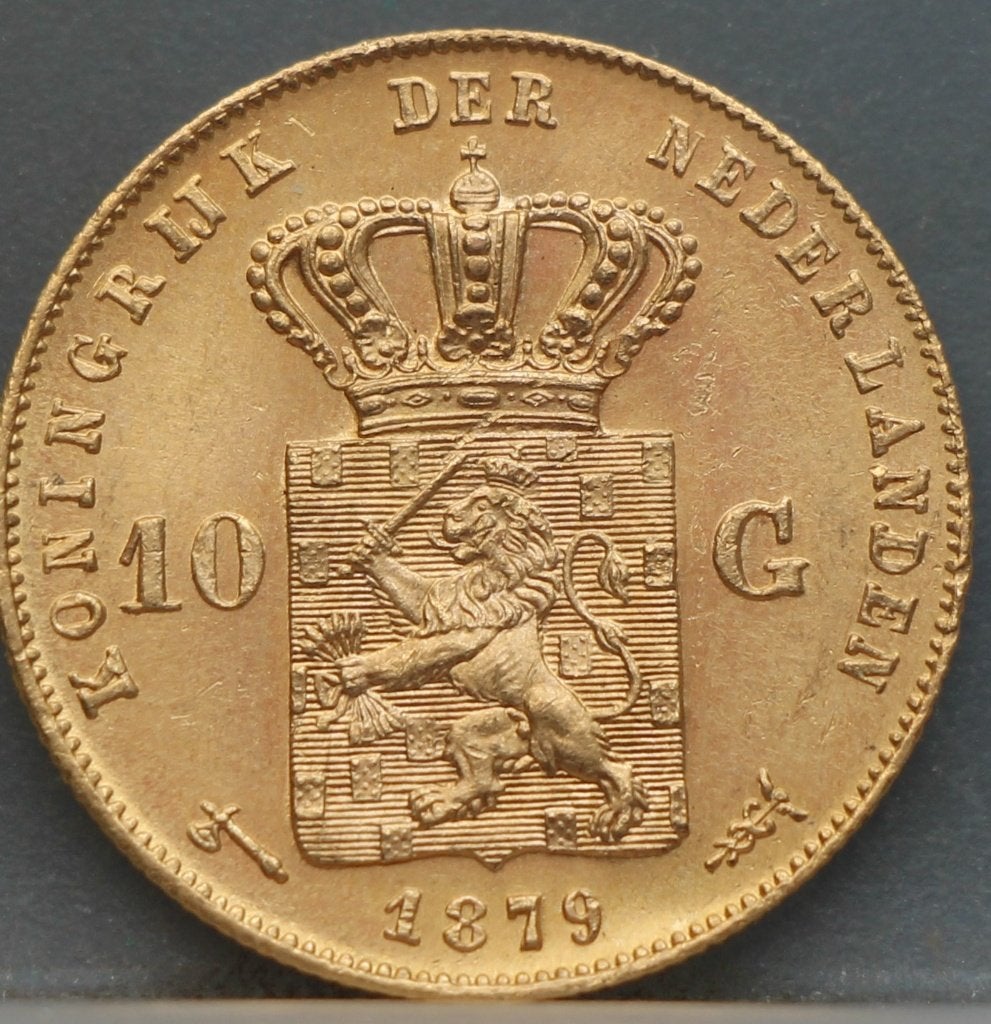 Gouden tientje 1879 - 10 gulden 1879 Willem 3, Postzegels en Munten, Koning Willem III, Losse munt, 10 gulden, Goud