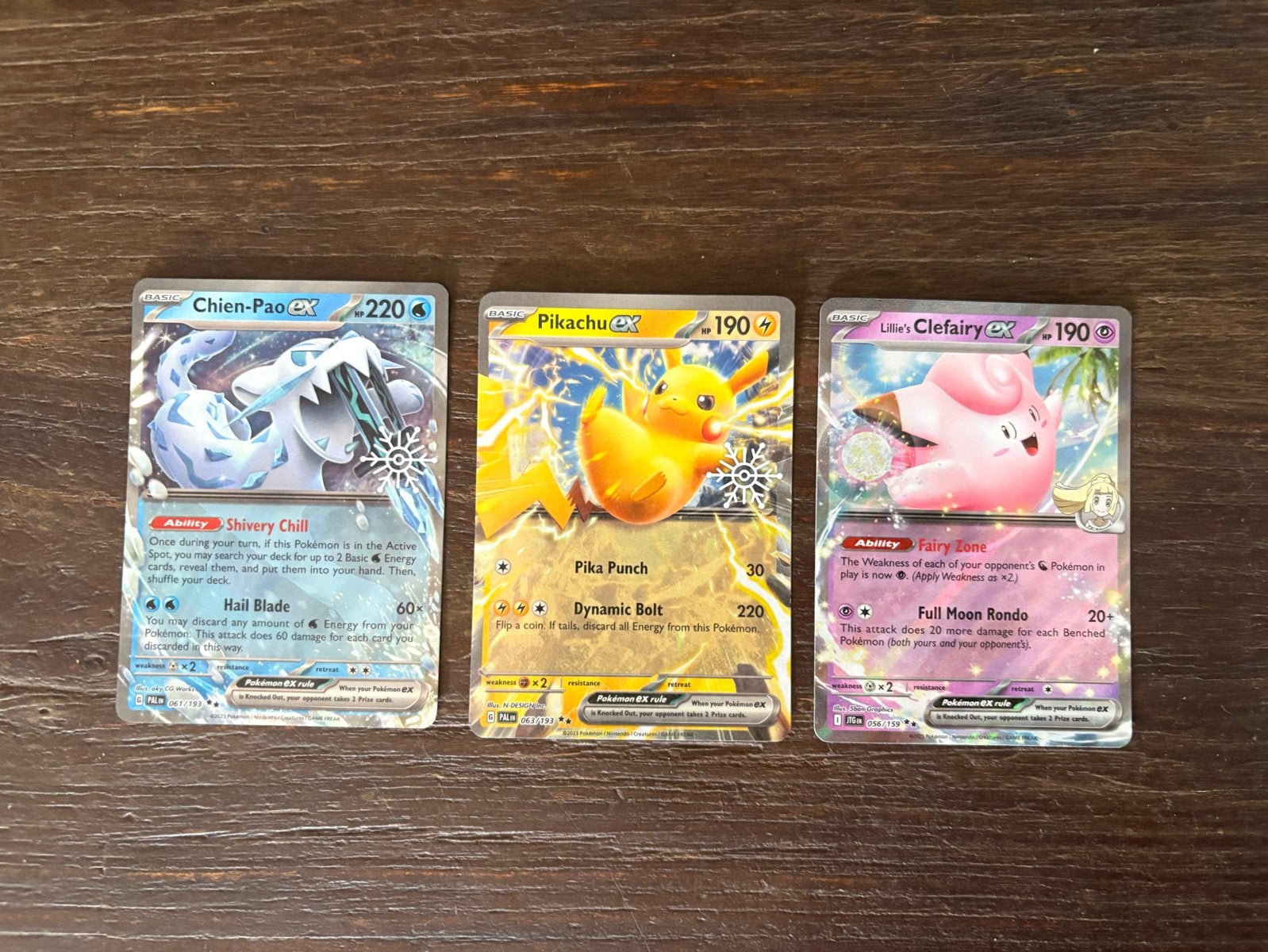 Pokémon kaarten: Chien-Pao ex, Pikachu ex, Clefairy ex, Ophalen, Zo goed als nieuw, Meerdere kaarten