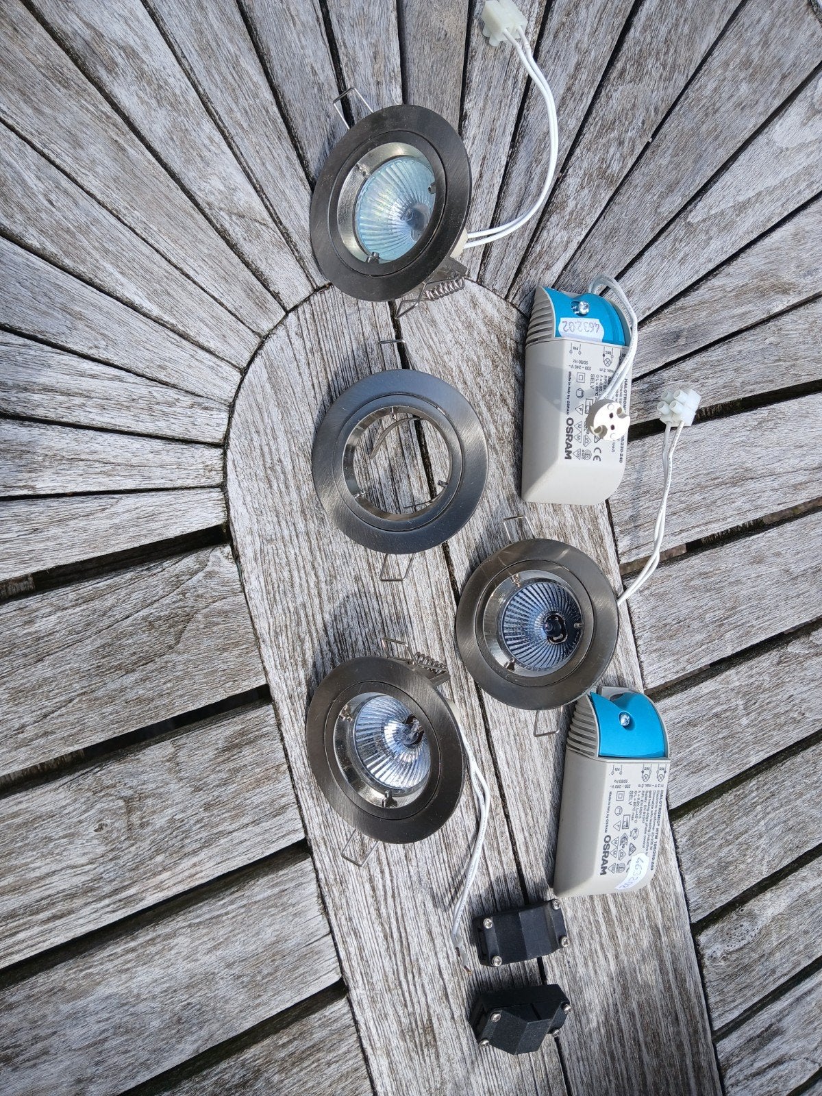 Inbouwspots met Osram Halotronic transformator, Gebruikt, Metaal of Aluminium, Ophalen of Verzenden, Inbouw