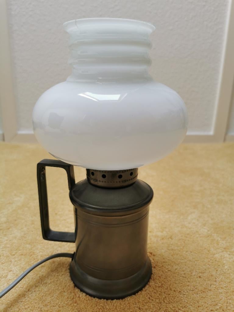 Tinnen lamp, Ophalen of Verzenden, Zo goed als nieuw, Glas, Minder dan 50 cm