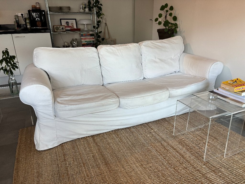 Te koop: witte bank Ikea Ektorp, Ophalen, Hout, Gebruikt, Driepersoons