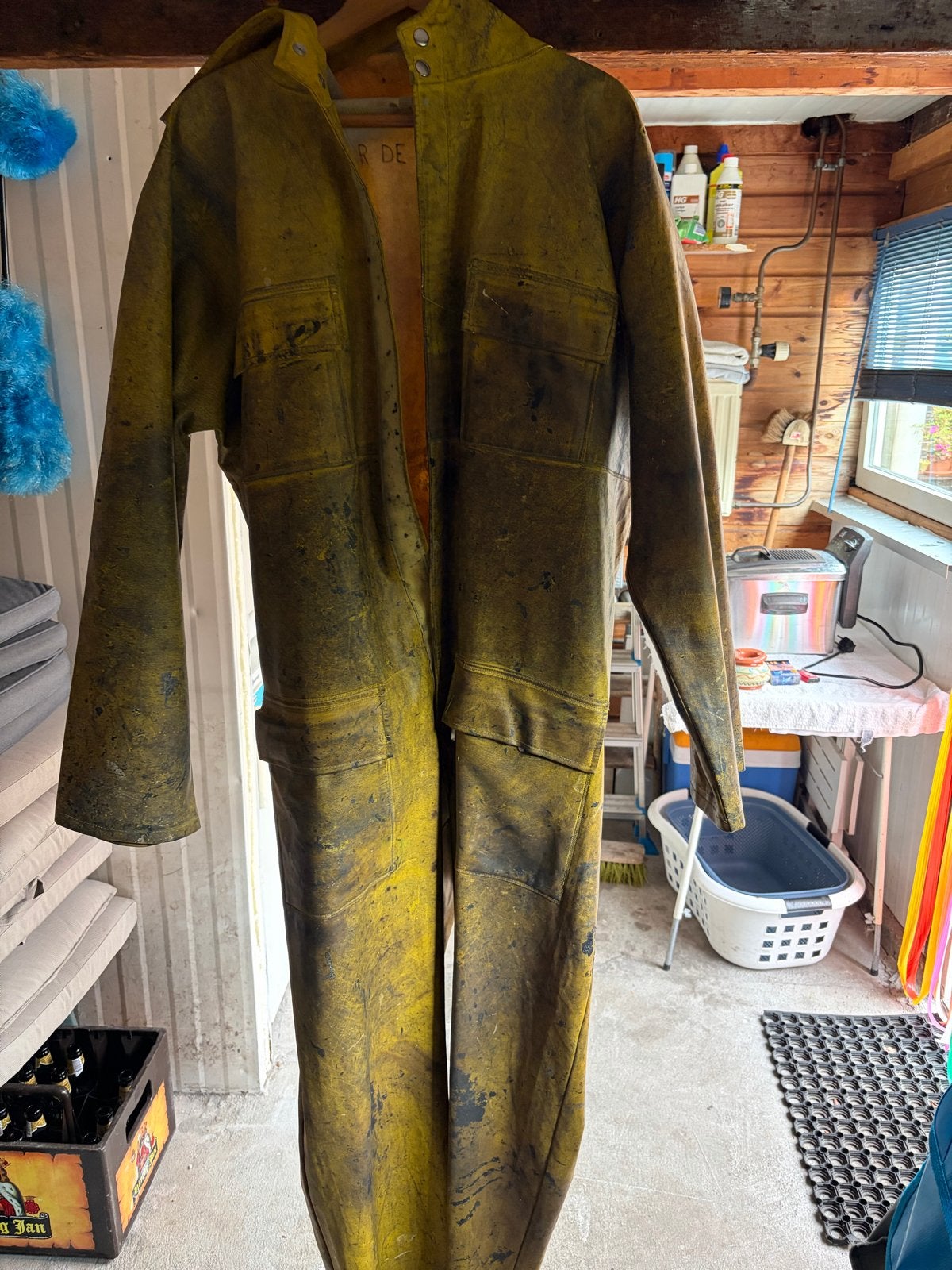 Vintage Gele Regenoverall - Maat L, Ophalen of Verzenden, Gedragen