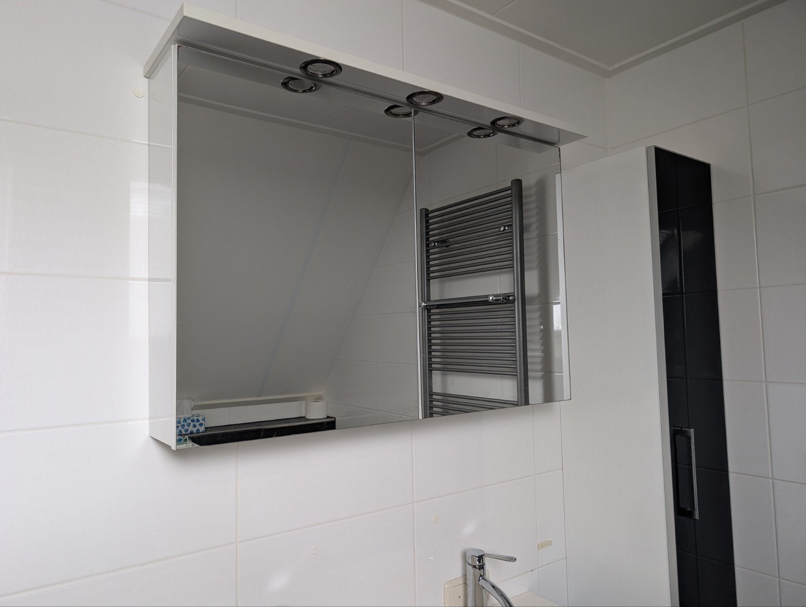 Badkamerset: Wastafelmeubel, Spiegelkast & Hoge Kast, Huis en Inrichting, Ophalen, Gebruikt, 100 tot 150 cm, 50 tot 100 cm