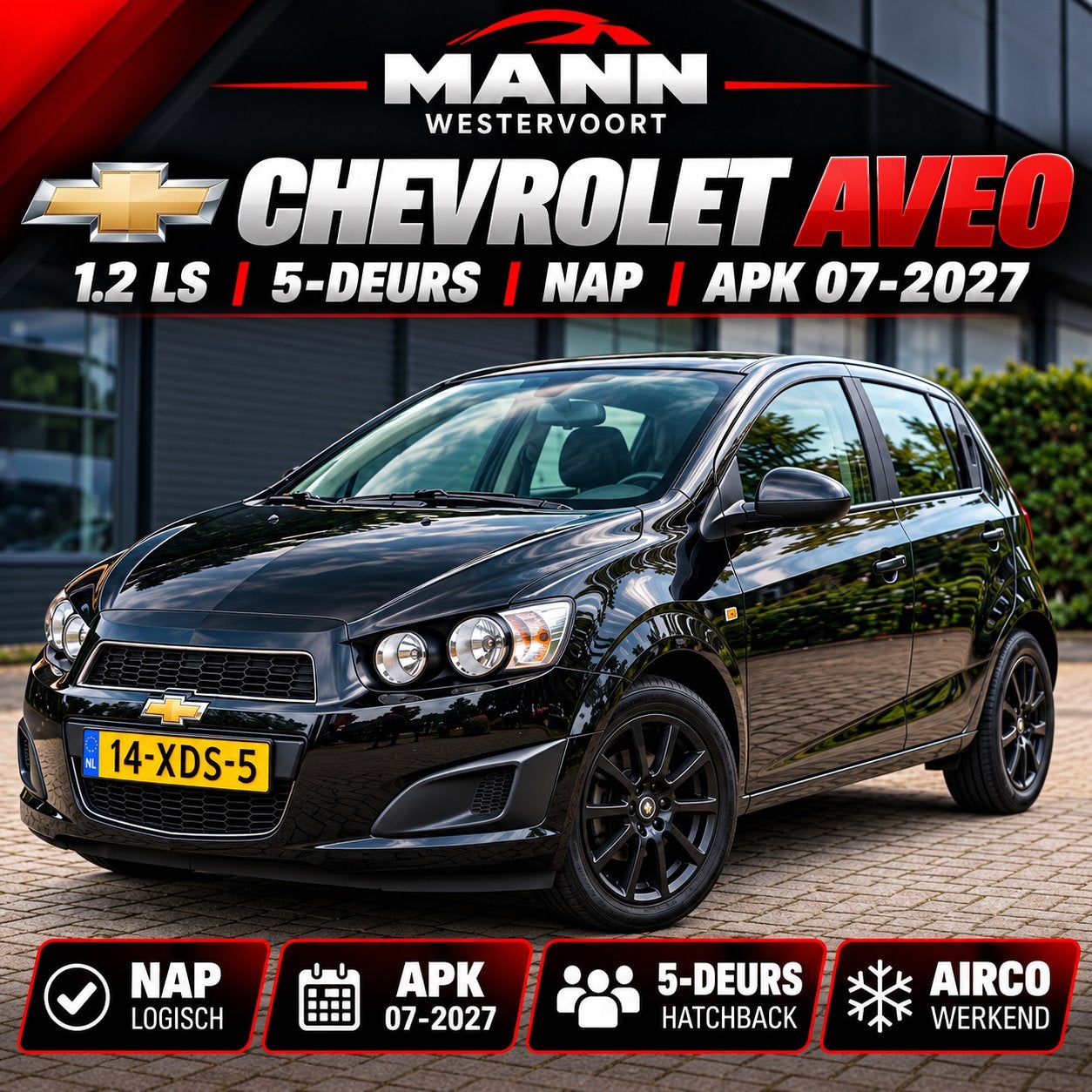 ✅Chevrolet Aveo 1.2 5-Drs 2012|Airco|NAP|Apk7-‘27|Cruis|Cv, Auto's, Stof, 40 €/maand, Aveo, 4 cilinders