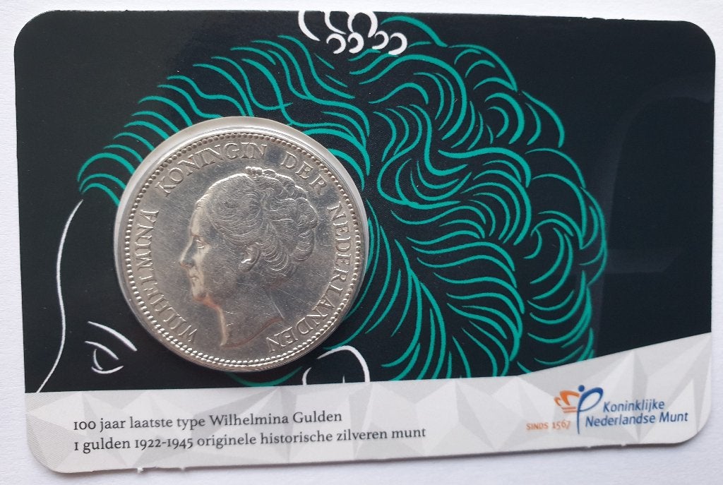 Nederland laatste Wilhelmina gulden in coincard 1931, Verzenden, Koningin Wilhelmina, 1 gulden, Losse munt