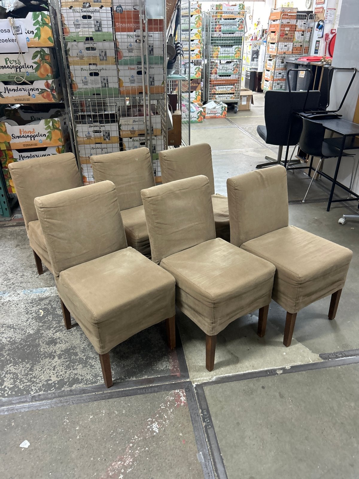 6 Het Kabinet eetkamerstoelen met afneembare hoezen, Huis en Inrichting, Stoelen, Ophalen, Gebruikt, Overige kleuren, Stof