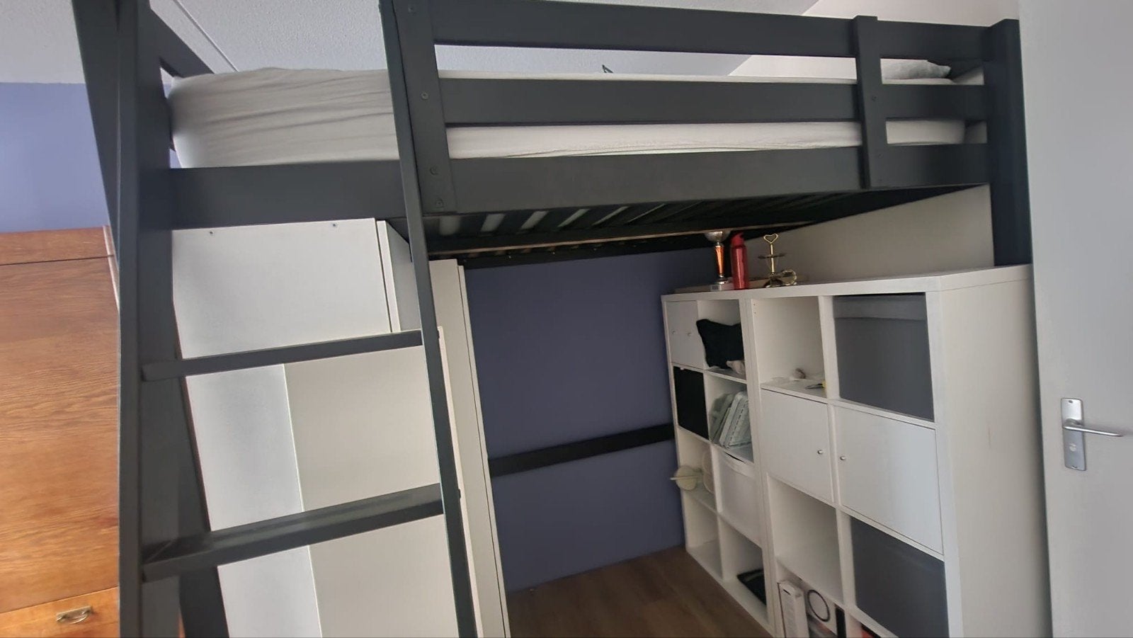 IKEA Stora 140 hoogslaper Zwart (optioneel 4 kasten), Gebruikt, Hoogslaper, Tweepersoons, 200 cm