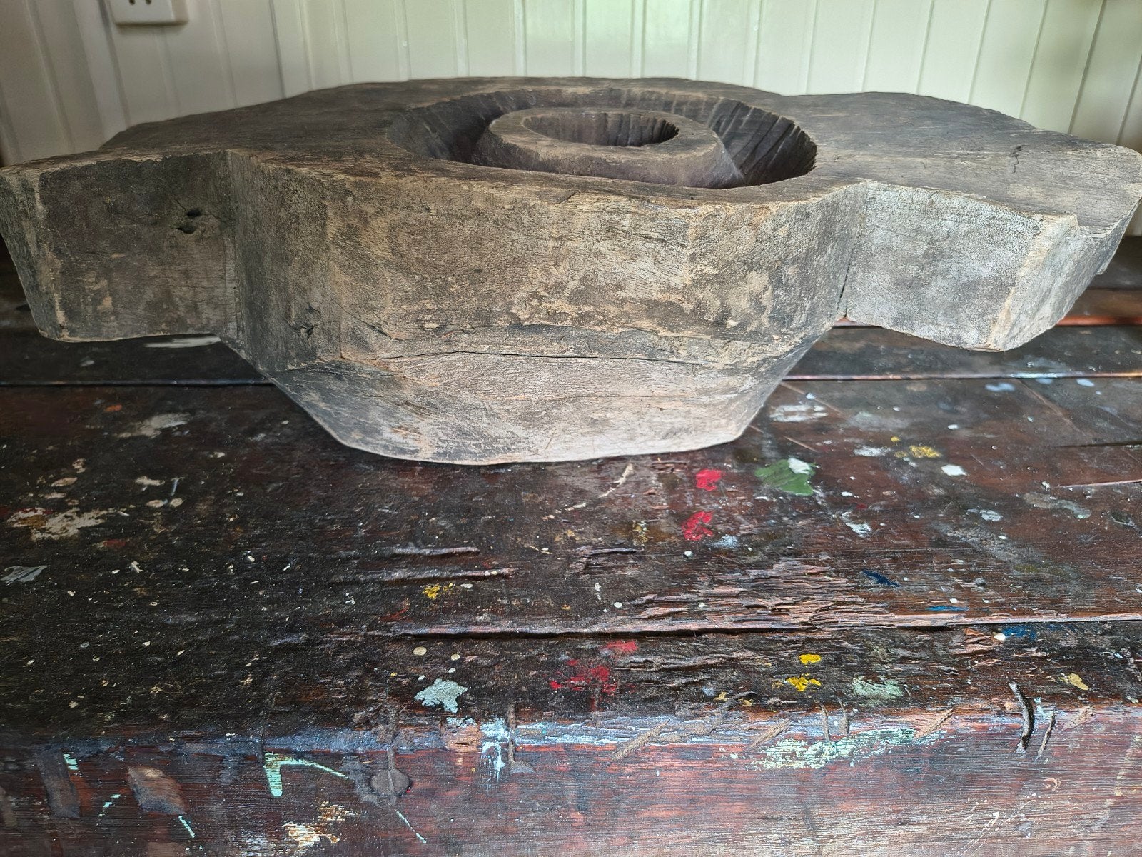 antieke hand gesneden houten vijzel, Antiek en Kunst, Ophalen