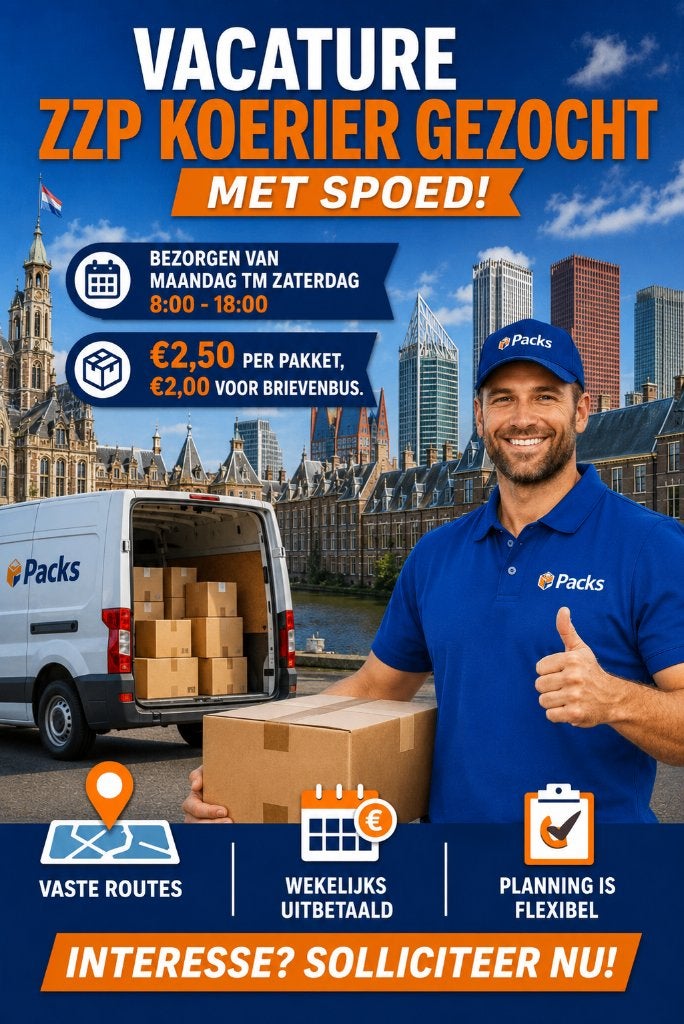 ZZP koerier gezocht met eigen bus! SPOED, Vacatures, Starter, Overige niveaus, 33 - 40 uur, Geschikt als bijbaan