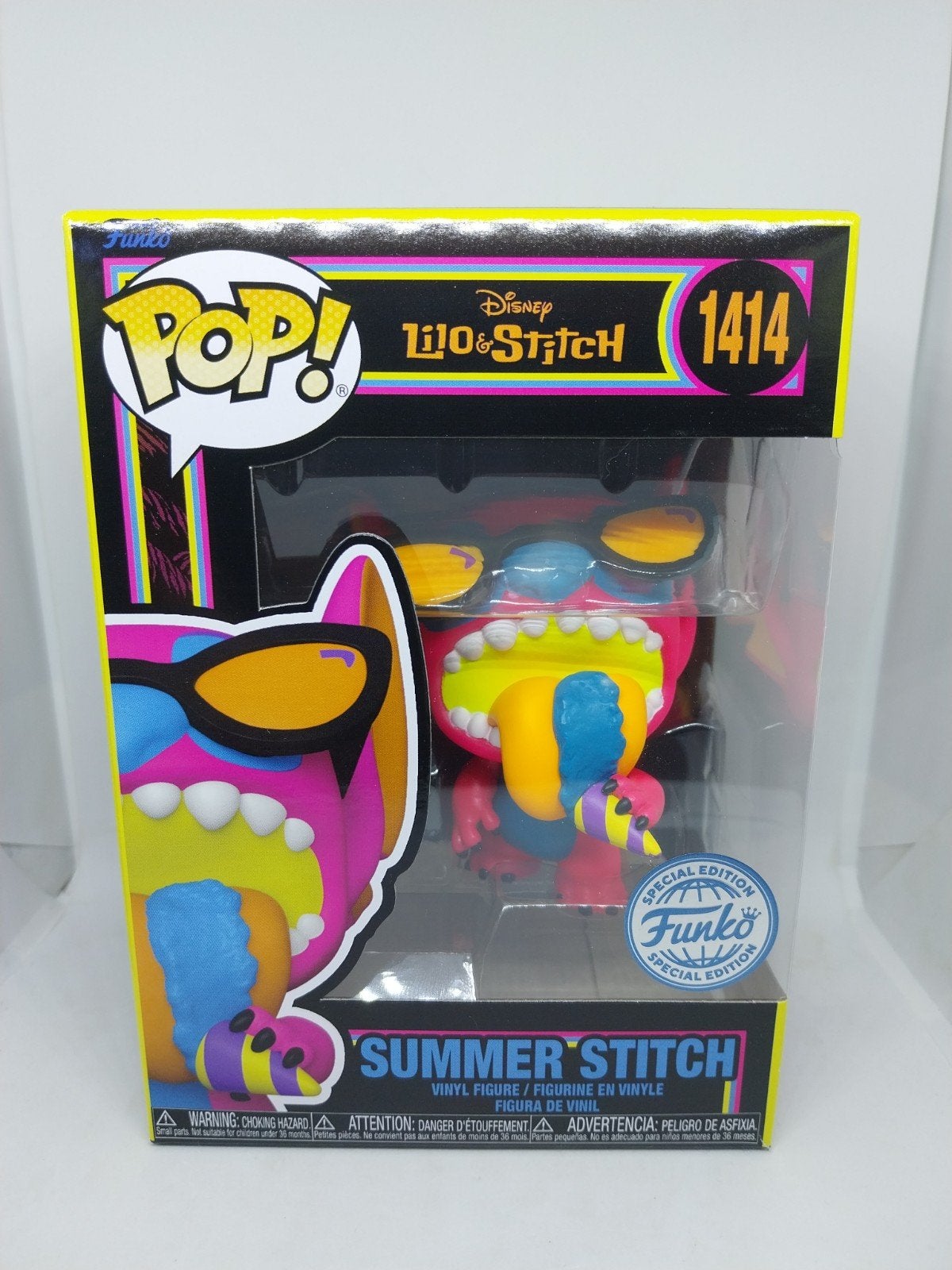 Funko Pop Disney #1414 Summer Stitch (Black Light), Ophalen of Verzenden, Nieuw