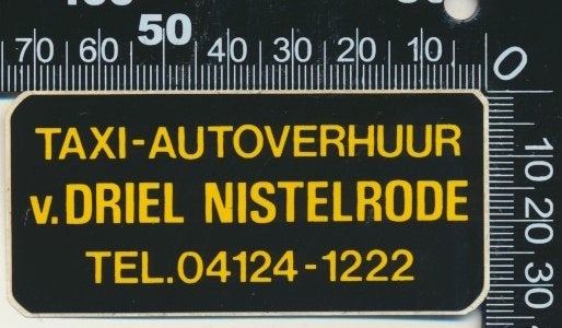 Sticker: Van Driel Taxi Autoverhuur - Nistelrode, Ophalen of Verzenden, Zo goed als nieuw, Bedrijf of Vereniging