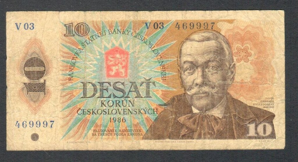Bankbiljet - Tsjecho-Slowakije 10 DESAT KORUN 1986, Ophalen of Verzenden, Overige landen, Los biljet