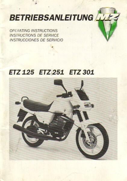 MZ ETZ125, ETZ251 ETZ301 Betriebsanleitung (4993z), Motoren, Verzenden, Overige merken