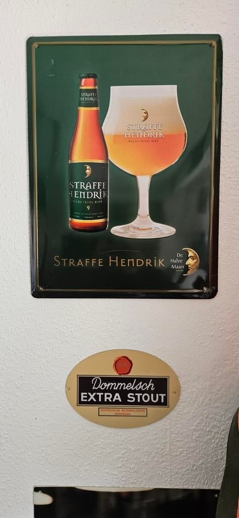 Bier reclamebord Straffe Hendrik & Dommelsch, Ophalen of Verzenden, Gebruikt, Reclamebord, Plaat of Schild, Overige merken