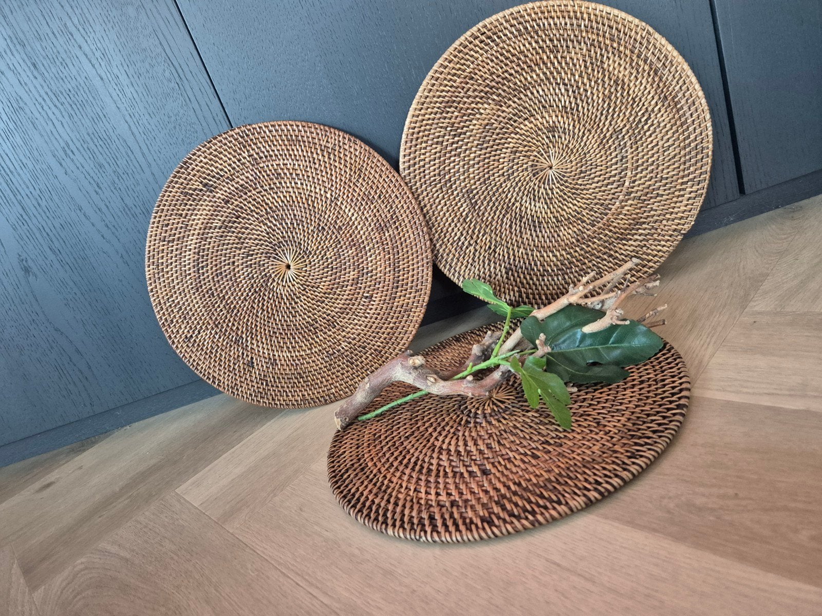 Rotan/birma/rattan onderzetters / placemats - set van 3, Gevlochten, Overige typen, Rond, Ophalen of Verzenden