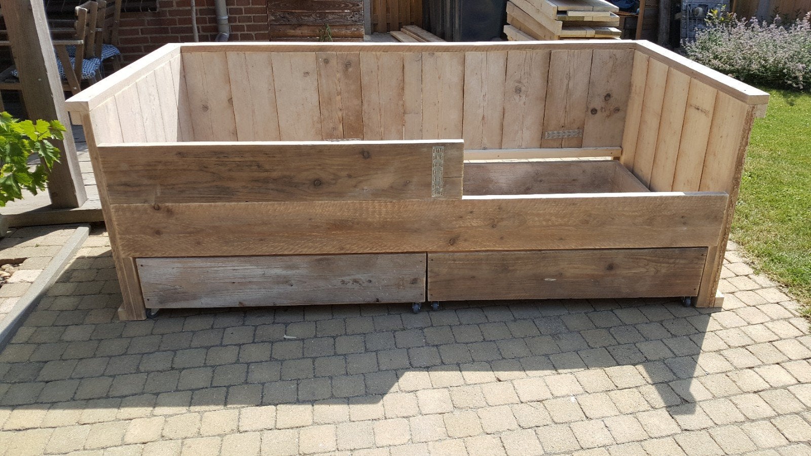 kajuit bed steigerhout, Ophalen, 180 cm of meer, 85 tot 100 cm, Matras