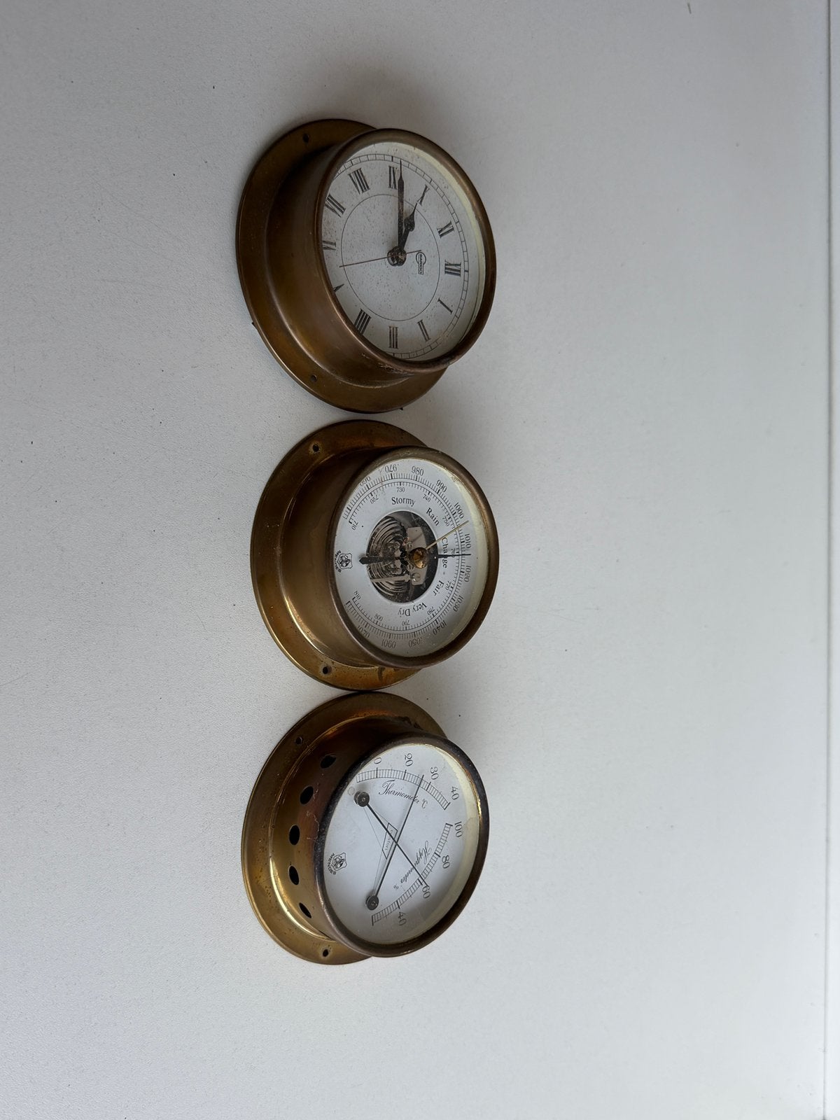 Bronzen Mendes scheepsklokjes, barometer, thermometer, klok, Ophalen of Verzenden, Gebruikt, Overige typen