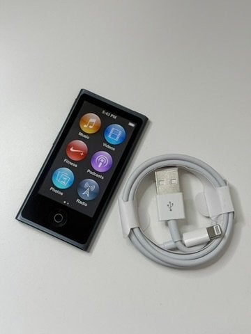 Apple iPod Nano 7e Generatie Space Black 16GB + Oplaadkabel, Gebruikt, Met radio, Zwart, Ophalen of Verzenden