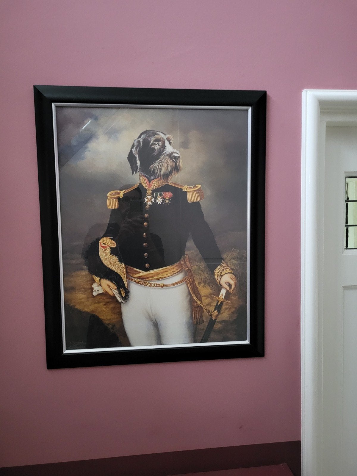 Uniek Portret: Hond in Militair Uniform, Ophalen, Zo goed als nieuw, Schilderij, 75 – 100