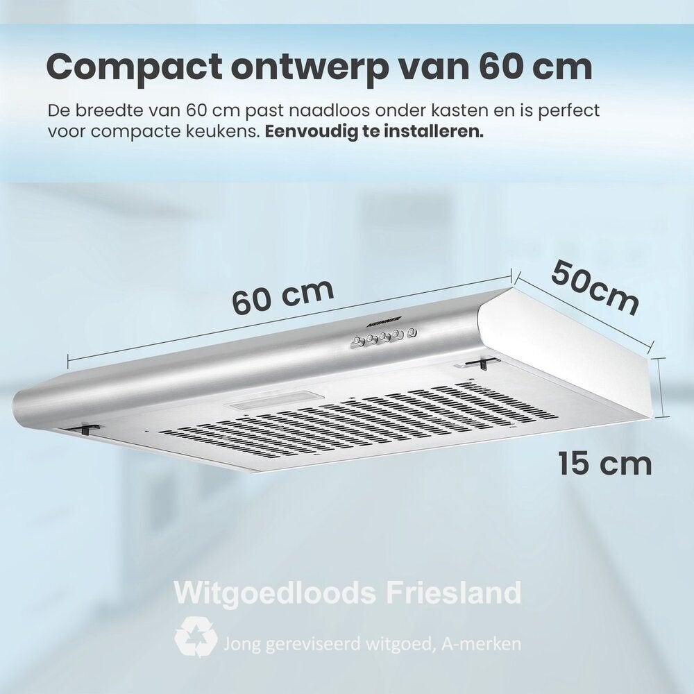 Vlakscherm afzuigkap Led verlichting 3MND Garantie Witgoedlo, Onderbouw afzuigkap, Heiner, Heiner, Ophalen of Verzenden
