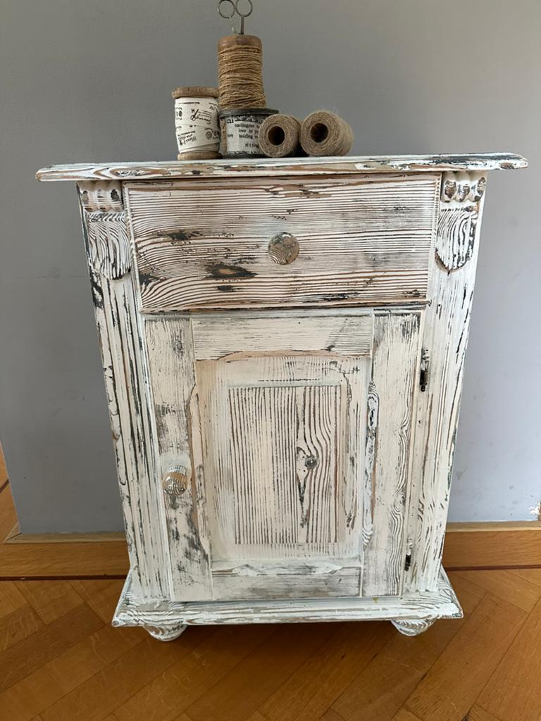 Brocante landelijk kastje nachtkastje wit, Ophalen of Verzenden