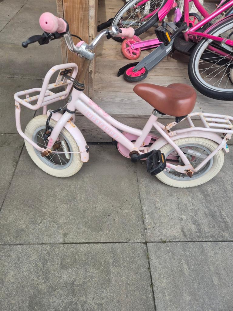 Roze kinderfiets met mandje - Gebruikt, Ophalen, Gebruikt, Minder dan 16 inch, Onbekend
