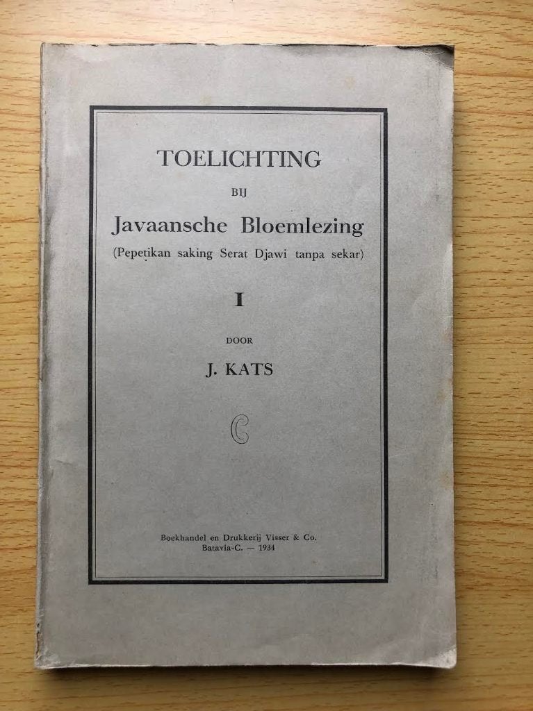 Toelichting bij Javaanse bloemlezing, Boeken, Ophalen of Verzenden, Gelezen, J. Kats