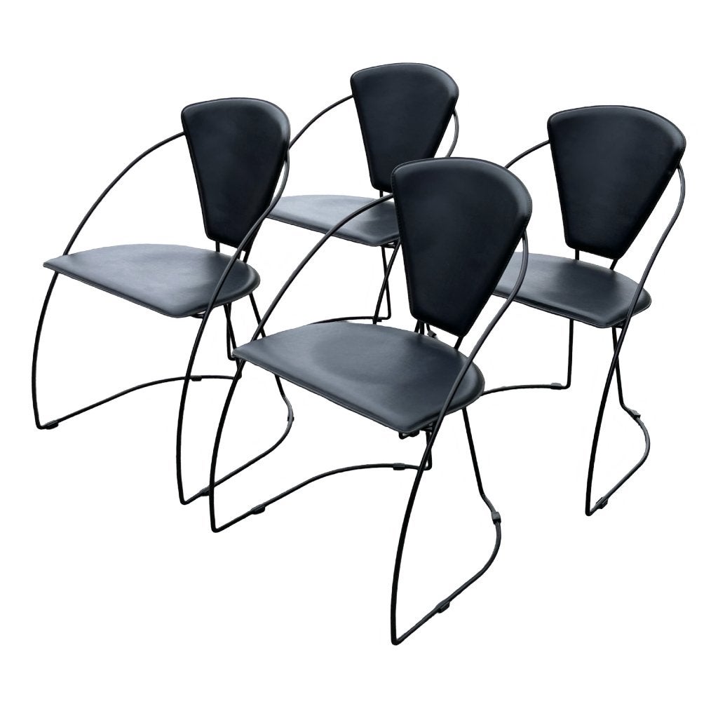 Vintage Arrben Linda stoelen set van vier design 80's, Huis en Inrichting, Vintage stoelen, Gebruikt, Bruin, Vintage stoelen
