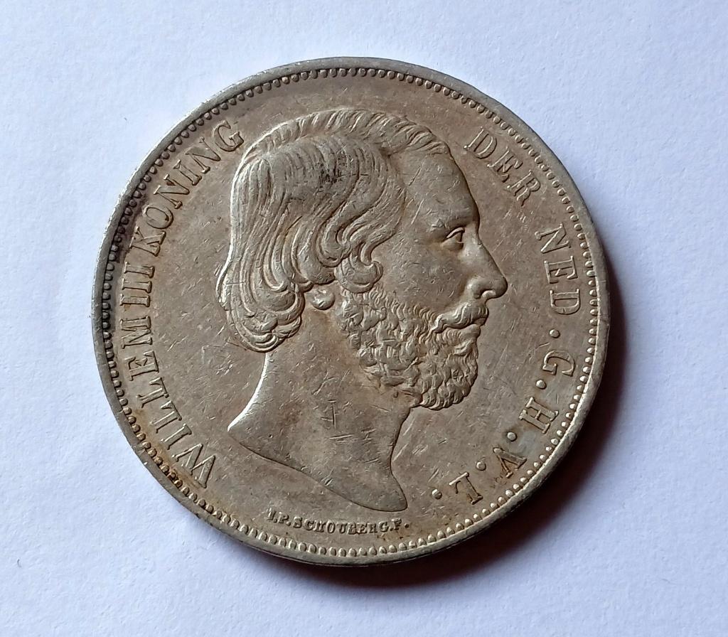 2½ Gulden 1871, Koning Willem III, Verzenden, Zilver, Losse munt
