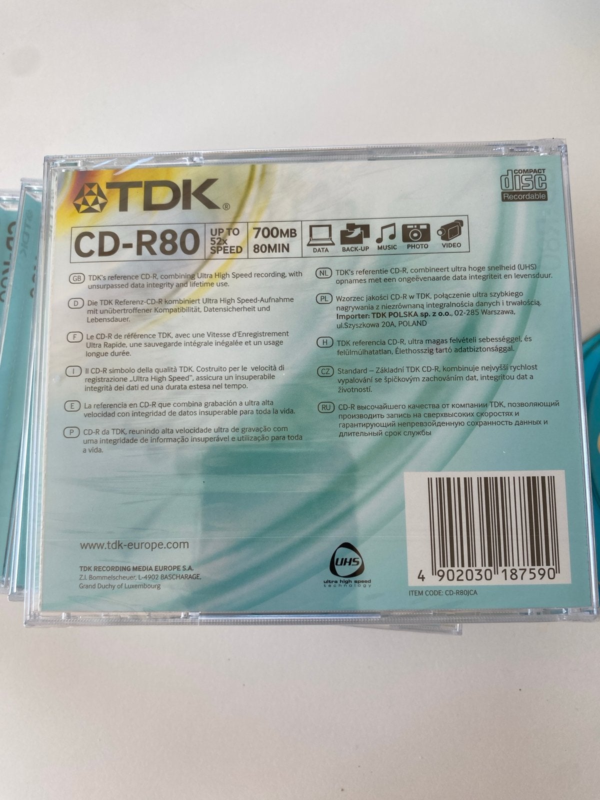 9x TDK CD-R80 700MB 80MIN 52x Speed CD-R schijven, Ophalen of Verzenden, Nieuw, Cd