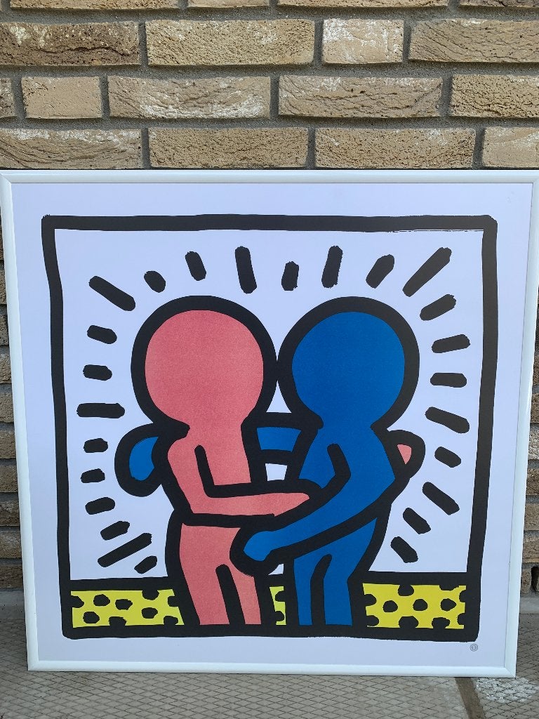 Keith Haring 'Best Buddies'- With Stamp of the estate of KH, Gesigneerd in de plaat, Ophalen of Verzenden, Zeefdruk