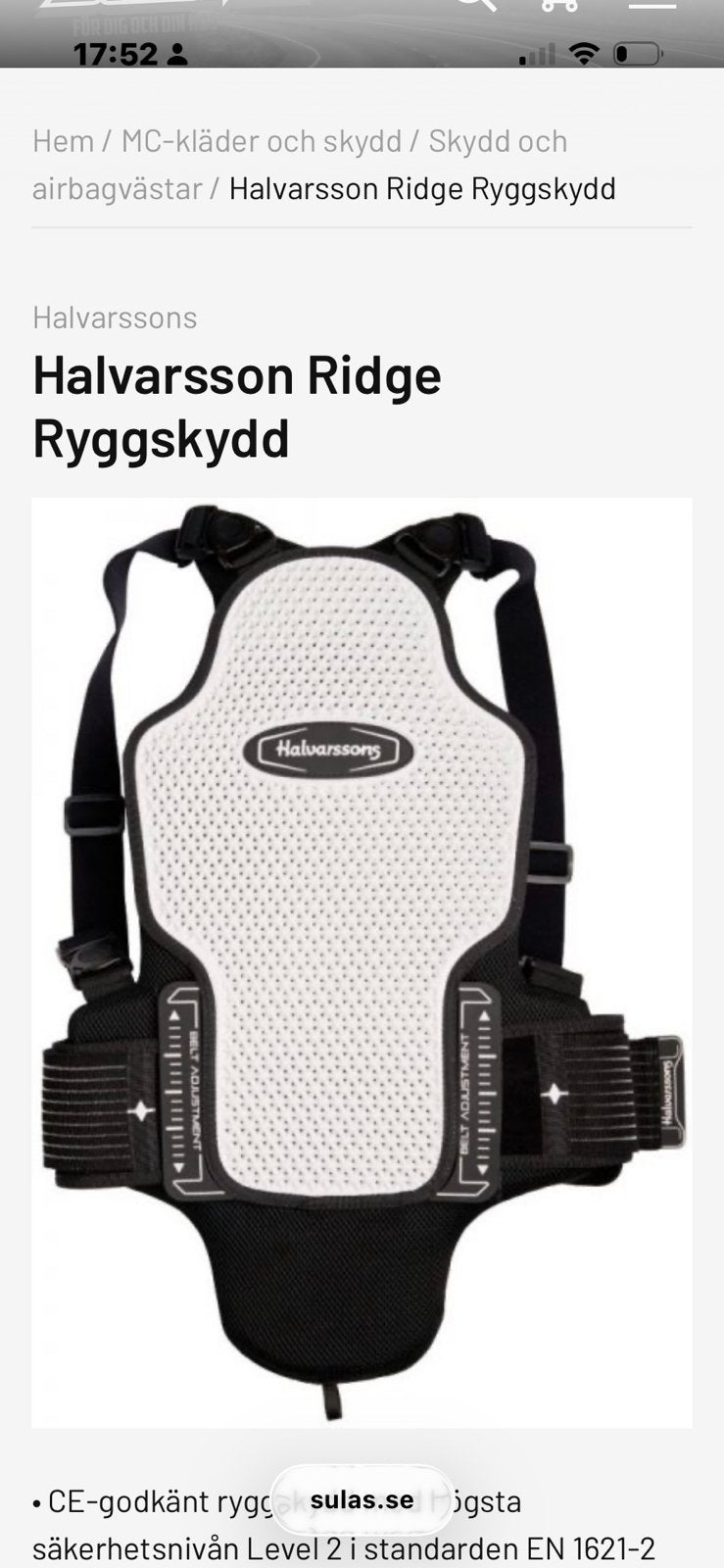 Rugbeschermer Halvarssons nieuw, Motoren, Kleding | Motorkleding, Ophalen, Nieuw met kaartje, Overige typen