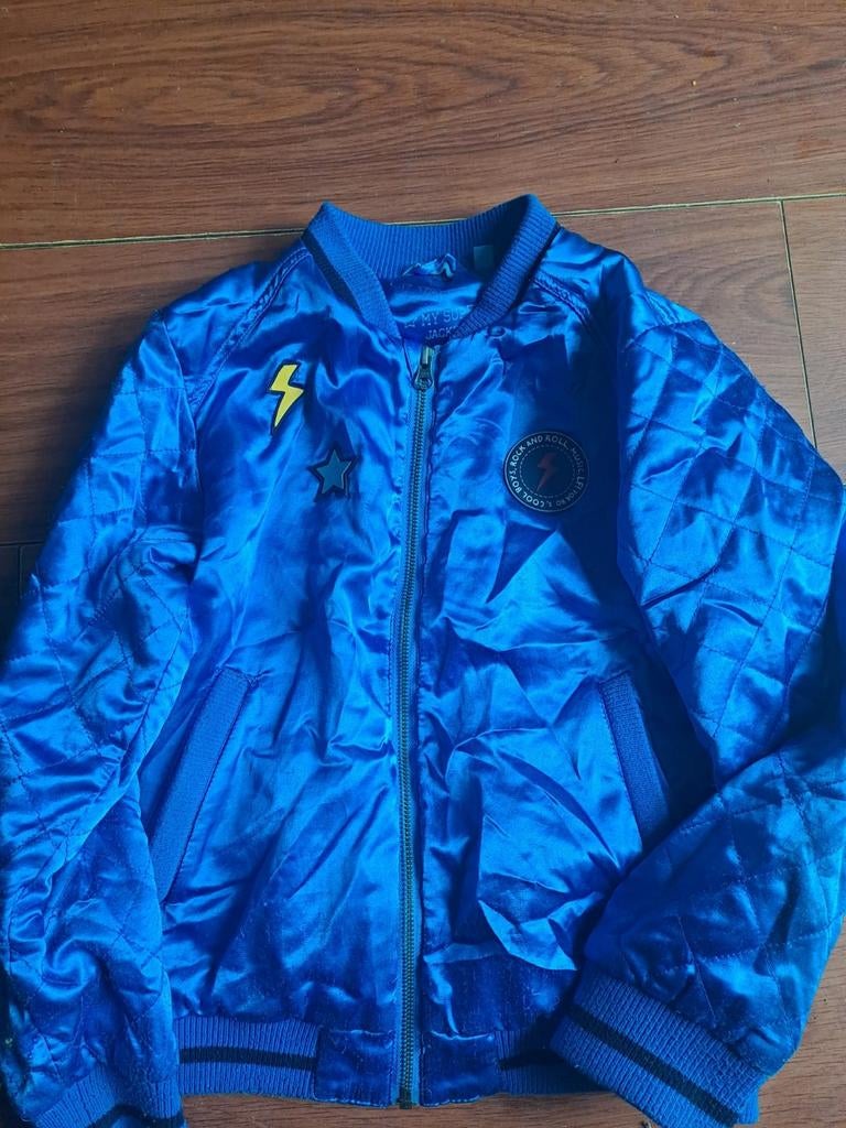 Blauw jasje lief maat 128, Ophalen of Verzenden