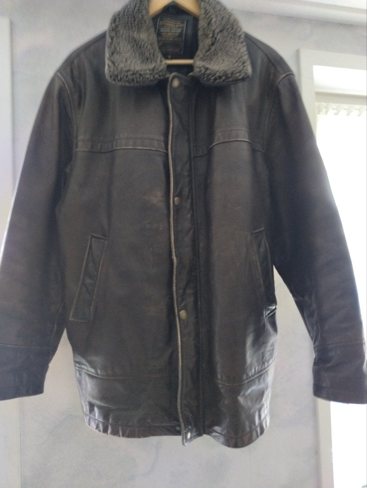Sutherland Classics Leren Jas met Afneembare Bontkraag - XL, Bruin, Ophalen of Verzenden, Gedragen, Maat 56/58 (XL)