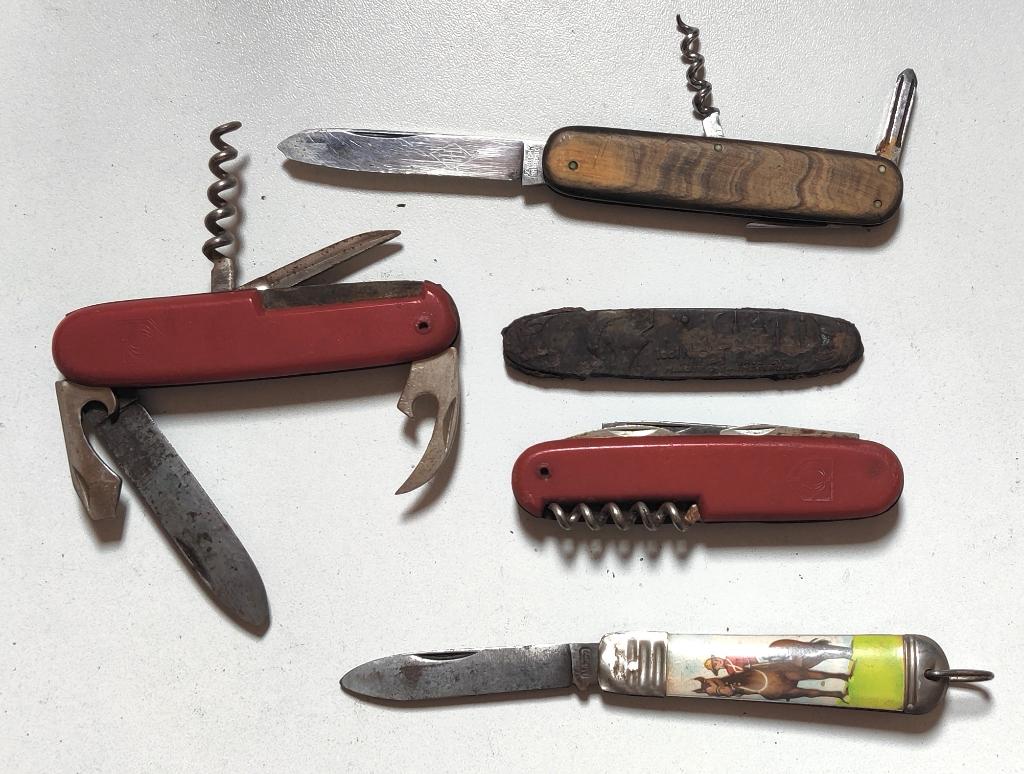 5 oude zakmessen, Ophalen of Verzenden, Landmacht, Nederland, Mes of Dolk