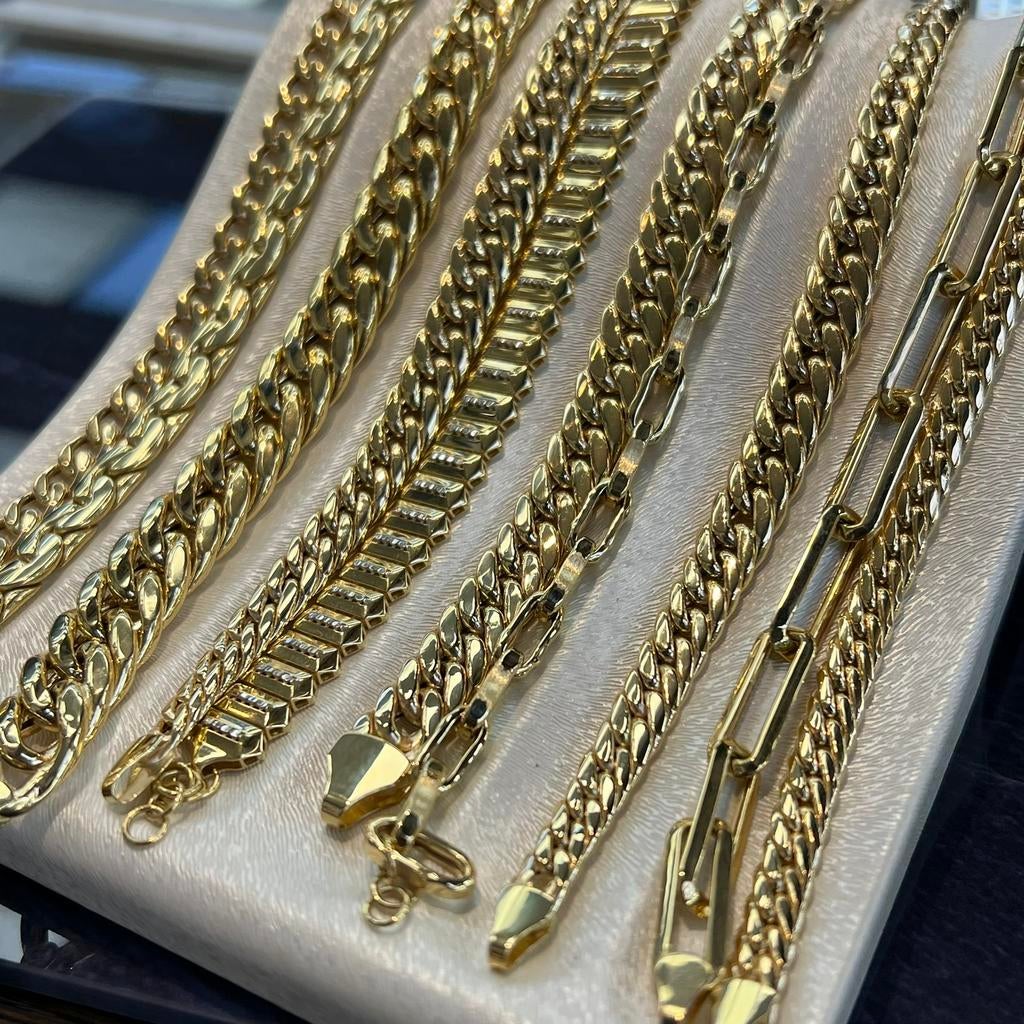 18 karaat gouden armbanden gourmet schakels, Ophalen of Verzenden, Zo goed als nieuw, Goud